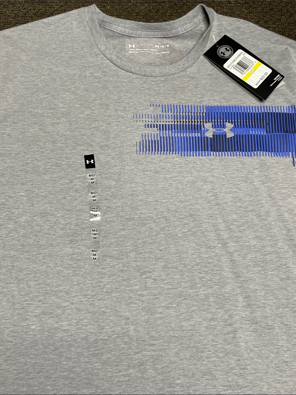 Under Armour Light Gray Short Sleeve Tee with Blue Graphic NWT